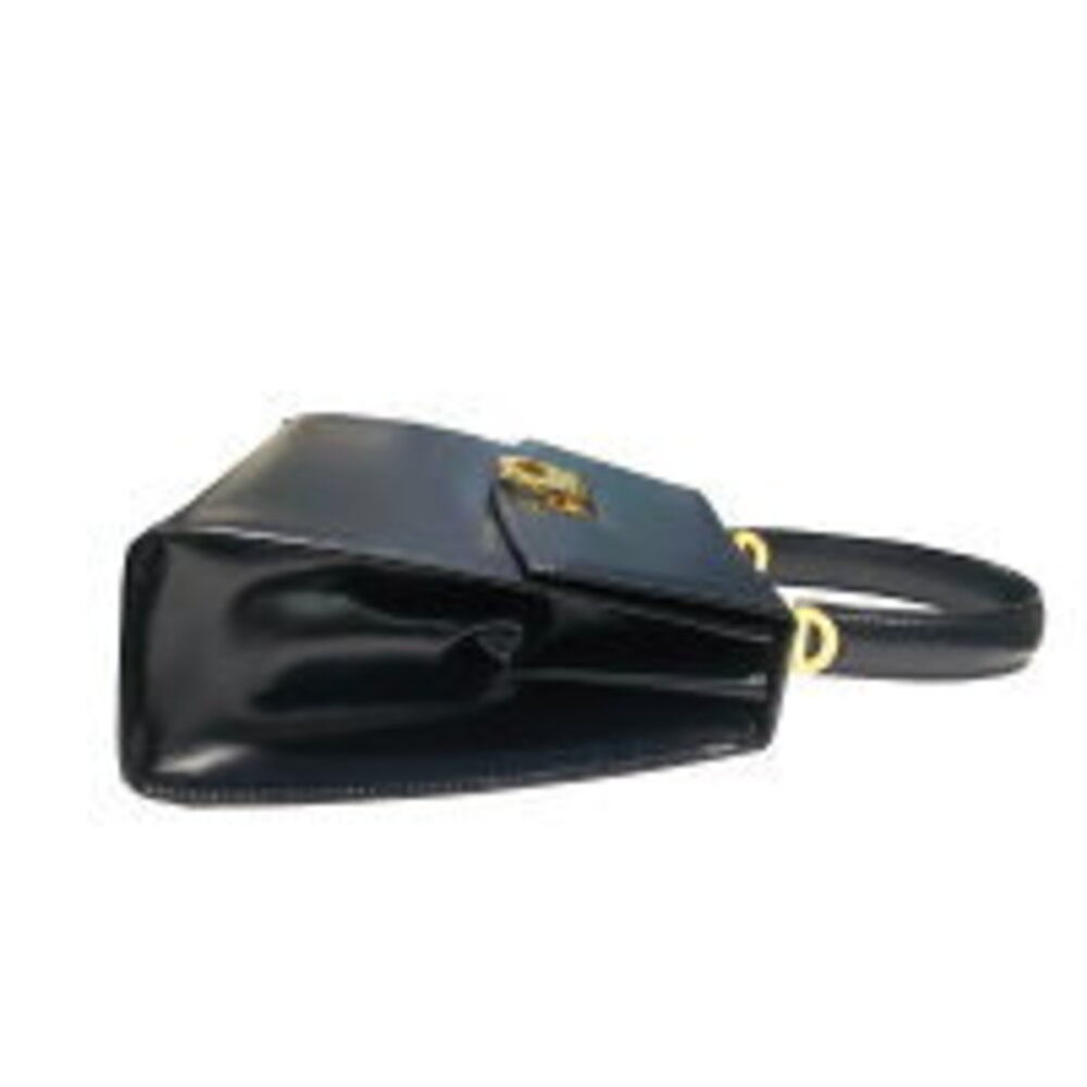Celine Handbag Logo Gancini Shoulder Bag Black Calfskin Leather HO - Picture 4 of 9